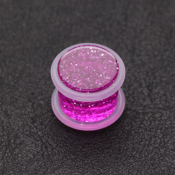 Detail View 1 of A Pair of Glitter Shimmer Acrylic Regs Ear Gauge Plug-Purple